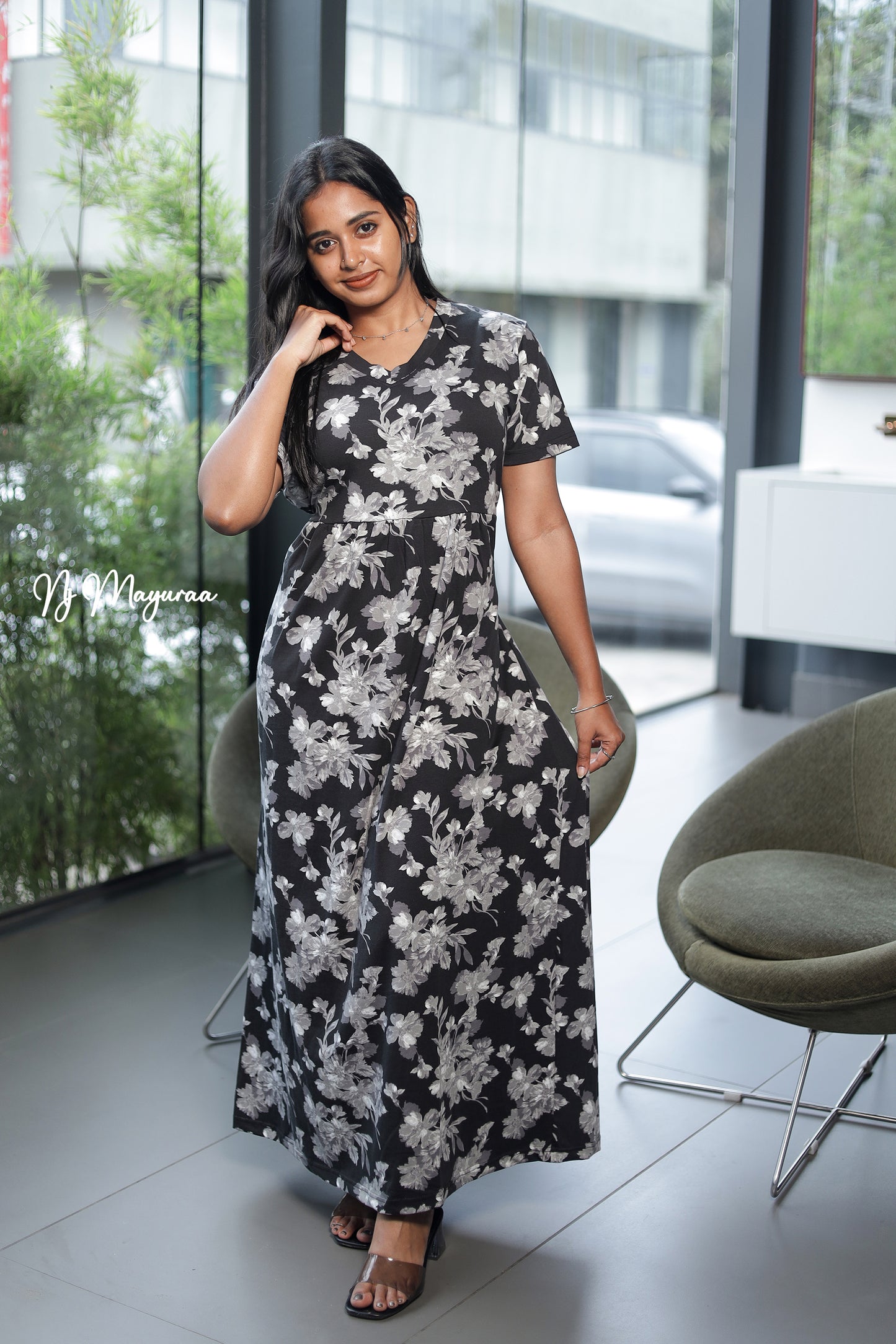KUVERA 1= V NECK NON- FEEDING MAXI WEAR FULL LENGTH