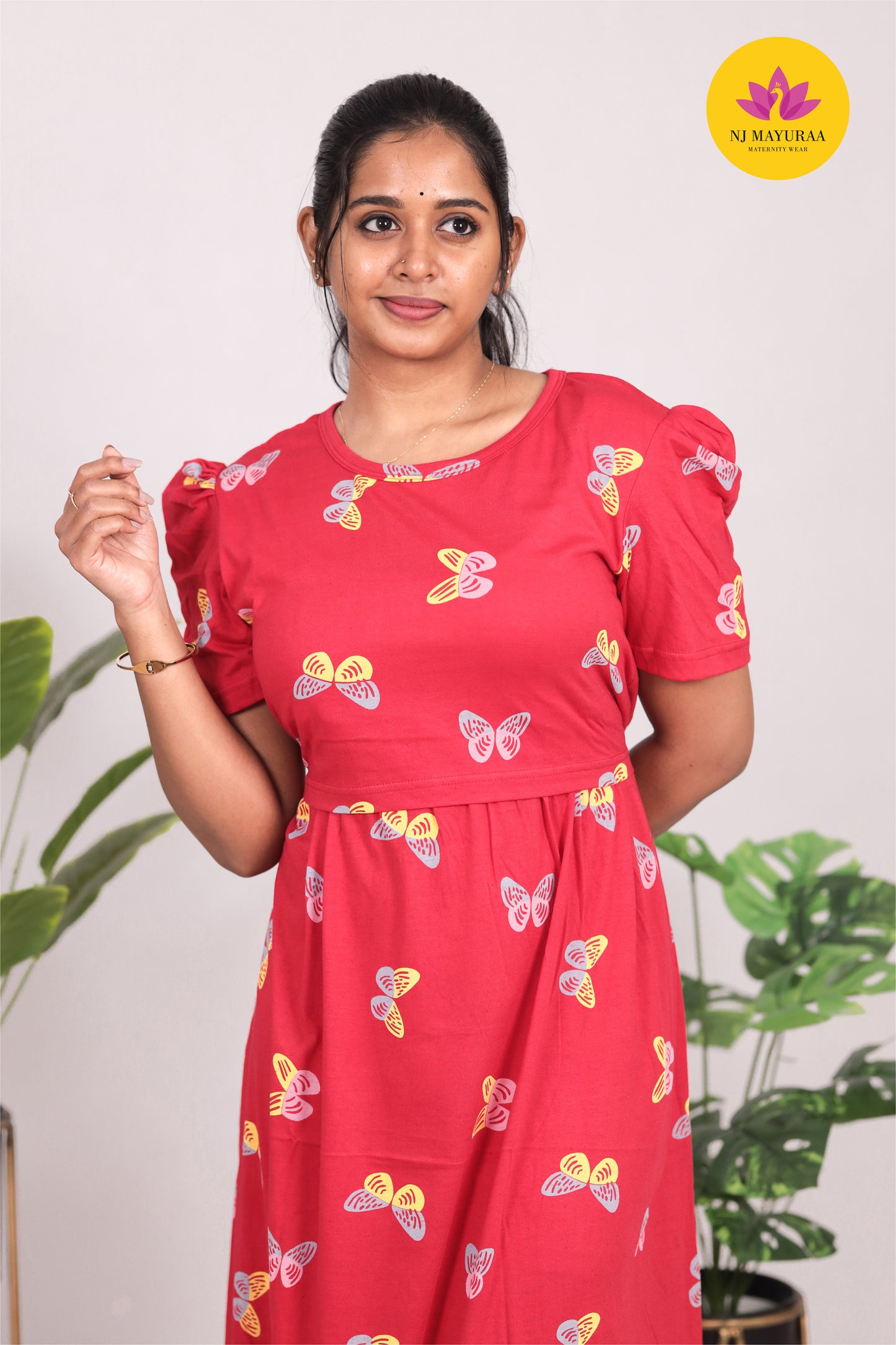 SRIDHA 14 -ZIPLESS MATERNITY WEAR PUFF SLEEVE/ FULL LENGTH