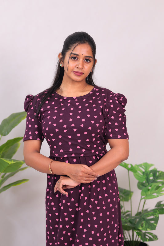 SRIDHA 4 -ZIPLESS MATERNITY WEAR PUFF SLEEVE/ FULL LENGTH