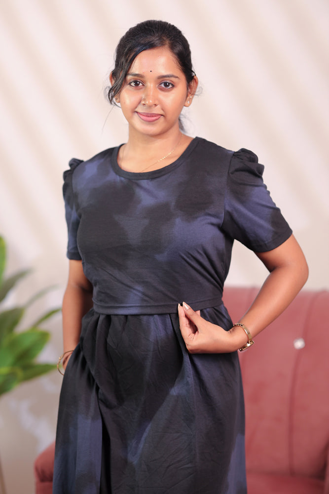 BHADRA15 - ZIPLESS FEEDING MATERNITY WEAR PUFF SLEEVE