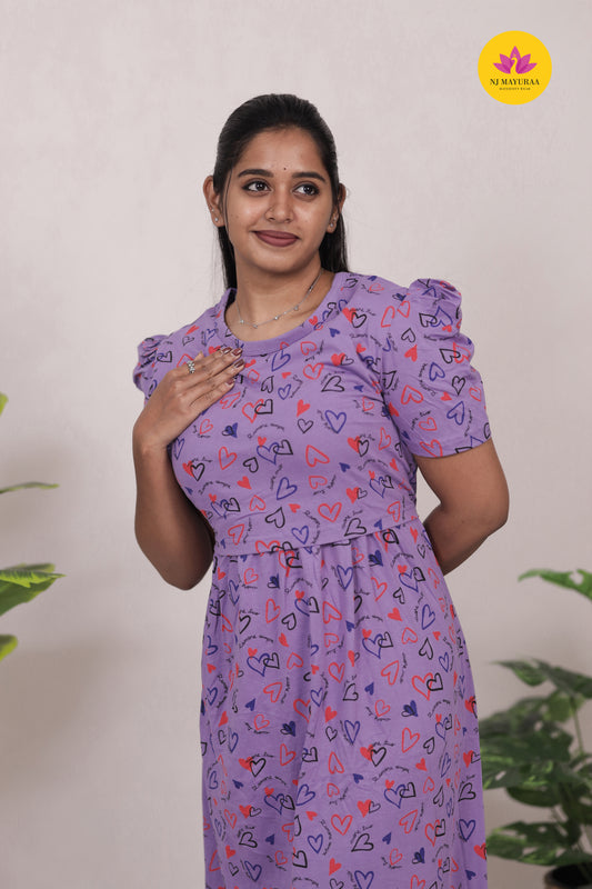 KAMALA 2 -ZIPLESS MATERNITY WEAR PUFF SLEEVE/ FULL LENGTH