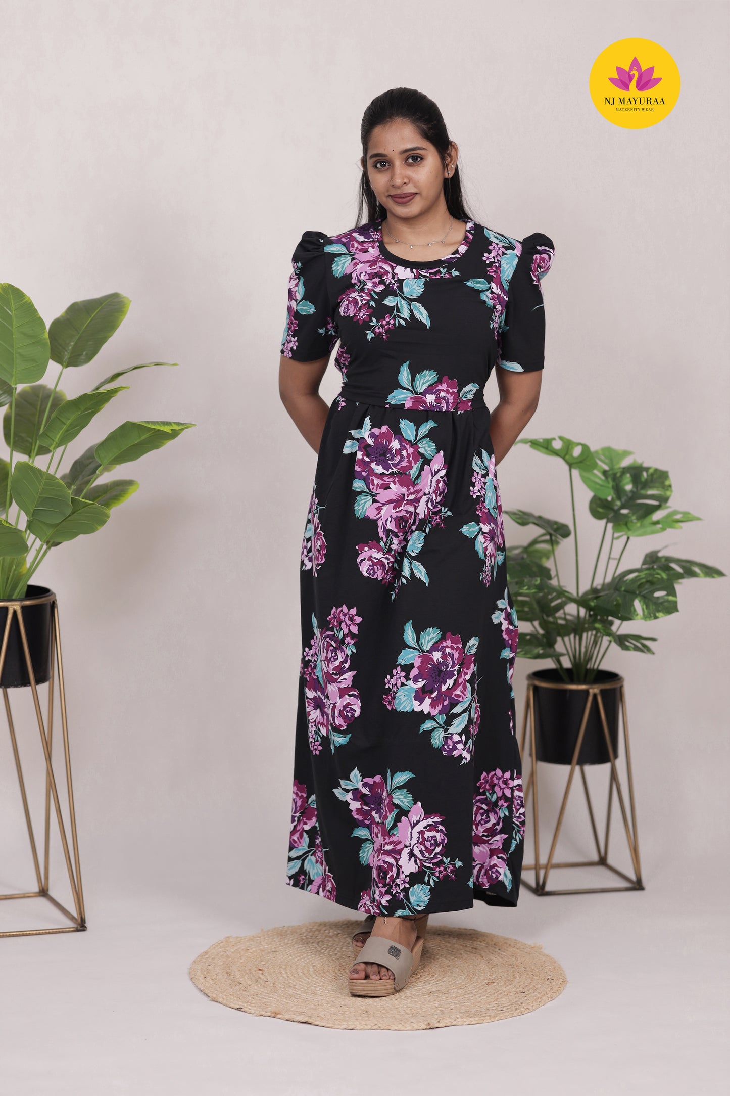 KAMALA 3 -ZIPLESS MATERNITY WEAR PUFF SLEEVE/ FULL LENGTH