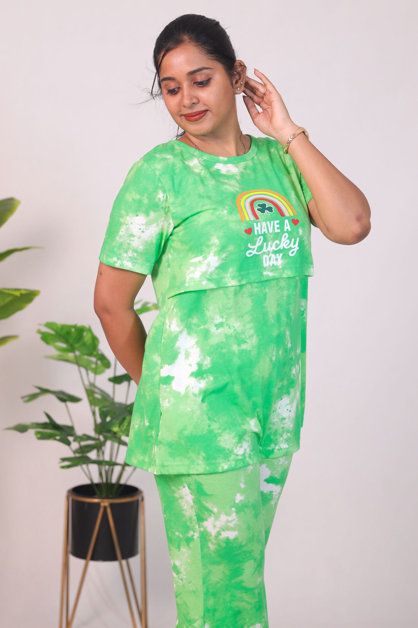 GREEN DYE AND DIE- ZIPLESS FEEDING PANT SET