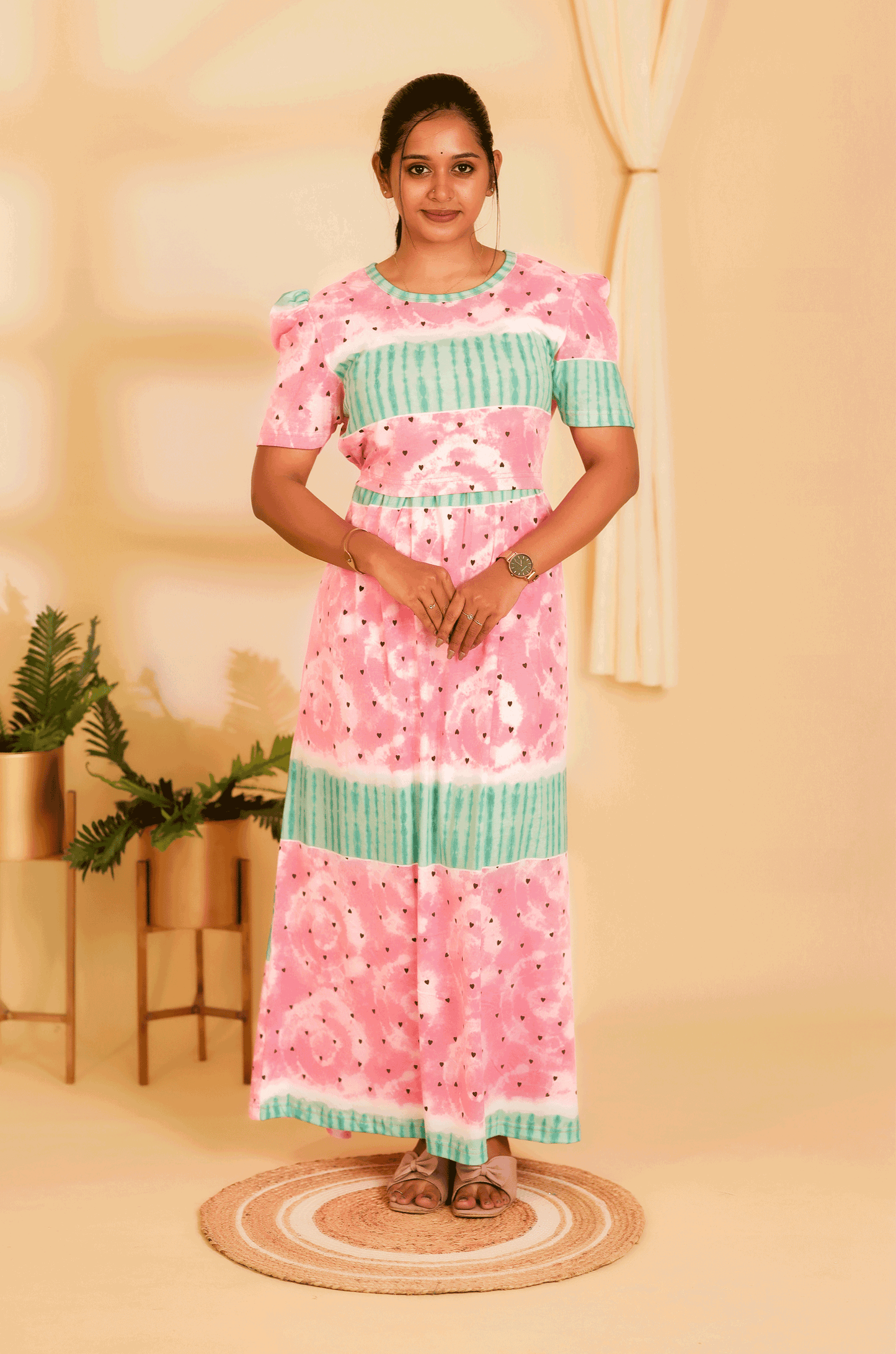 ARULL- ZIPLESS MATERNITY WEAR PUFF SLEEVE/ FULL LENGTH