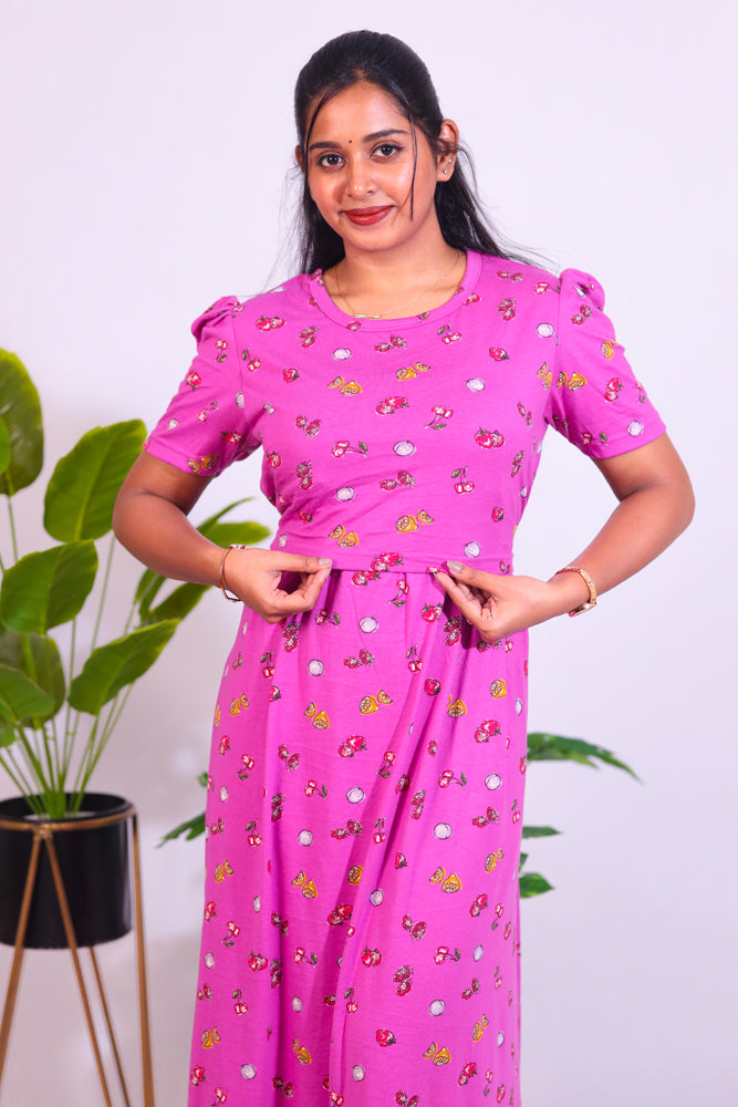 BHADRA3 - ZIPLESS FEEDING MATERNITY WEAR PUFF SLEEVE
