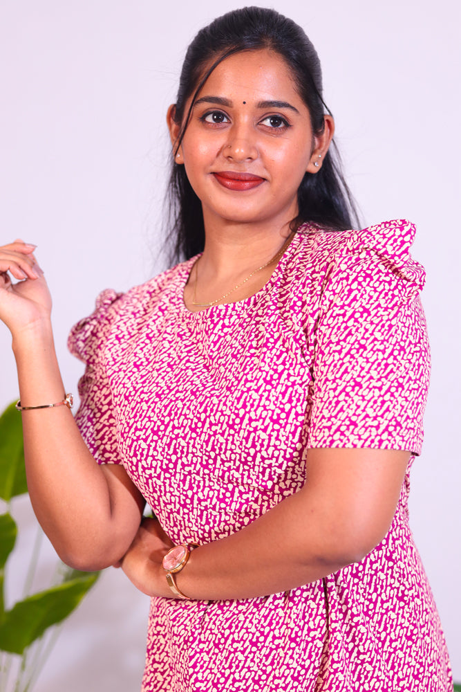 BHADRA4 - ZIPLESS FEEDING MATERNITY WEAR PUFF SLEEVE