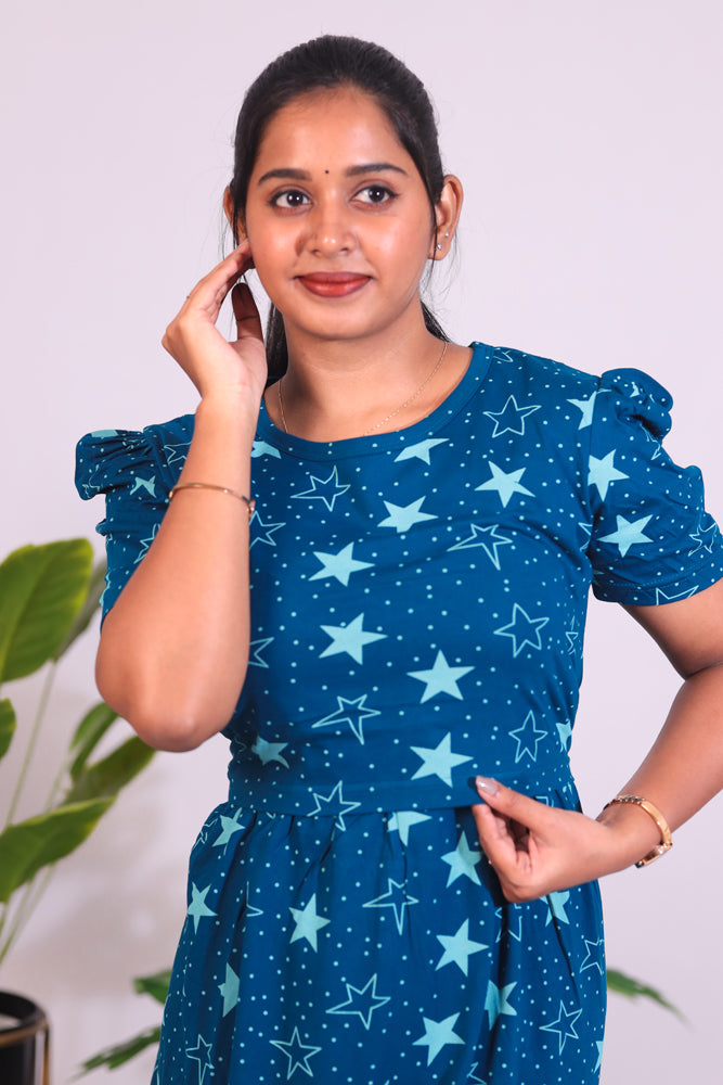 BHADRA7 - ZIPLESS FEEDING MATERNITY WEAR PUFF SLEEVE