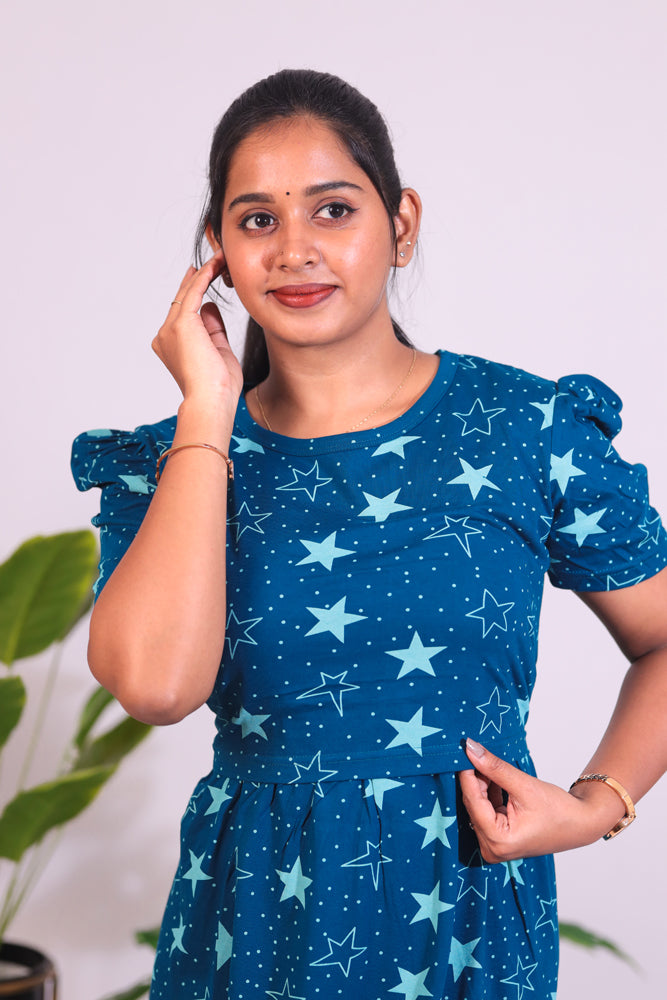 BHADRA7 - ZIPLESS FEEDING MATERNITY WEAR PUFF SLEEVE