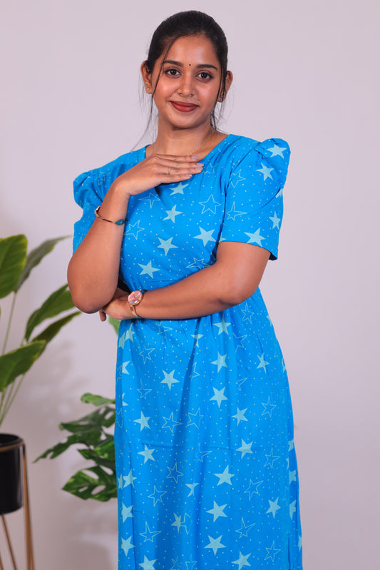 KUVERA16 - ZIPLESS FEEDING MATERNITY WEAR PUFF SLEEVE