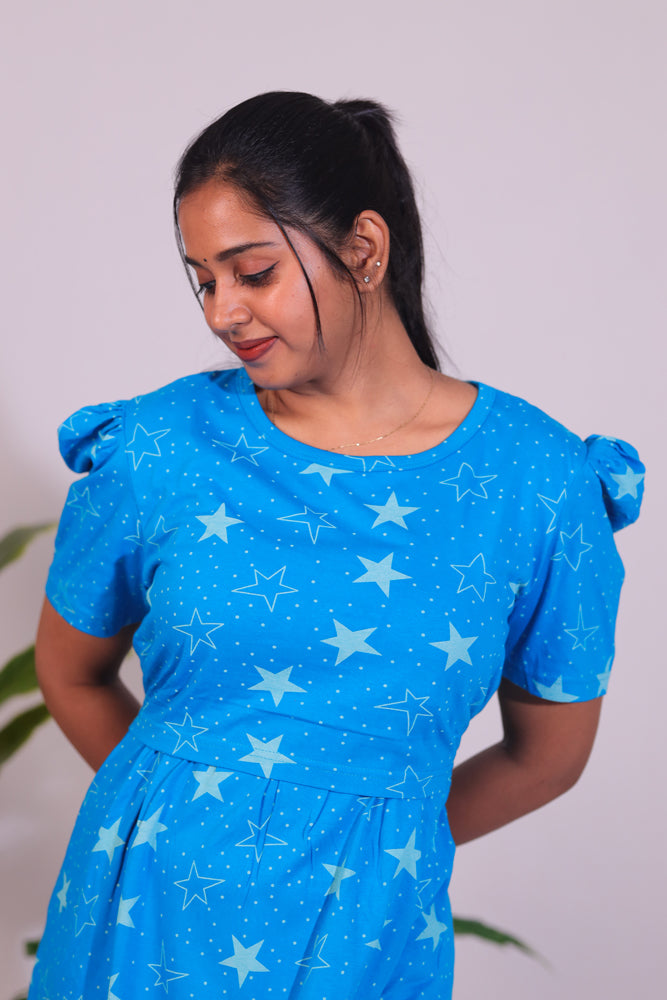KUVERA16 - ZIPLESS FEEDING MATERNITY WEAR PUFF SLEEVE