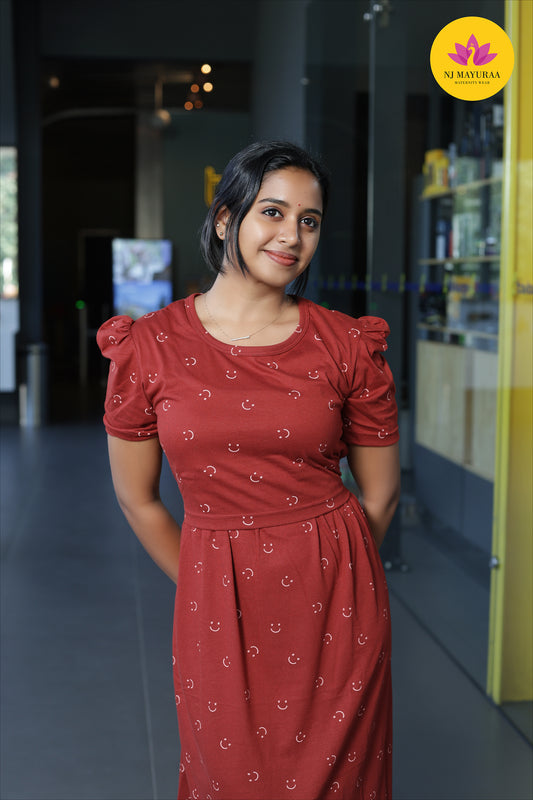 CUTE3 -ZIPLESS MATERNITY WEAR PUFF SLEEVE