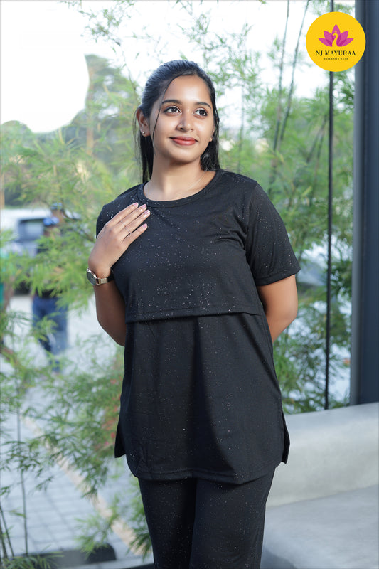 Glitter fabric FEEDING PANT SET