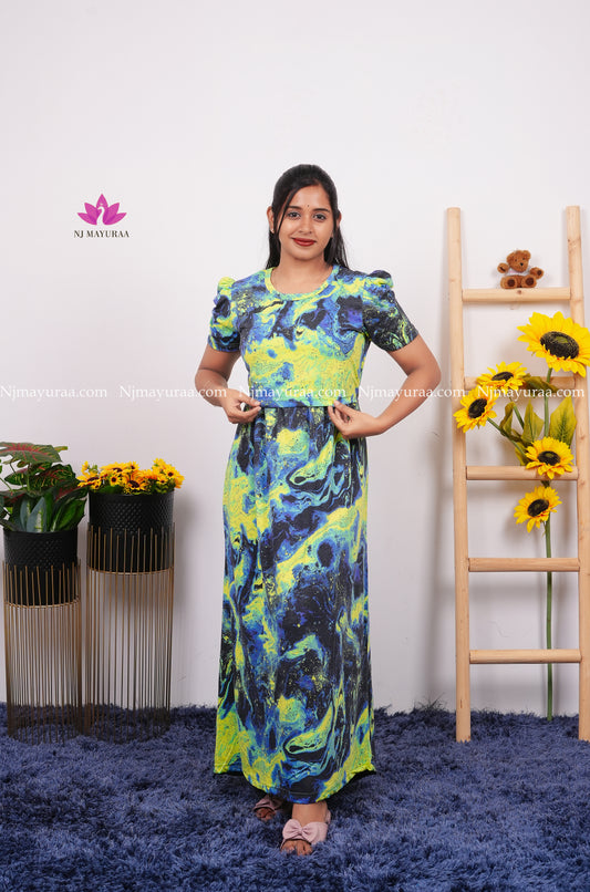 Blue-Zipless feeding maternity wear puff