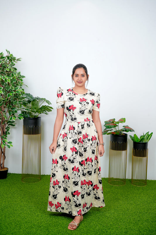 ZIPLESS MATERNITY WEAR PUFF SLEEVE - OFF-WHITE MICKEY FORAL