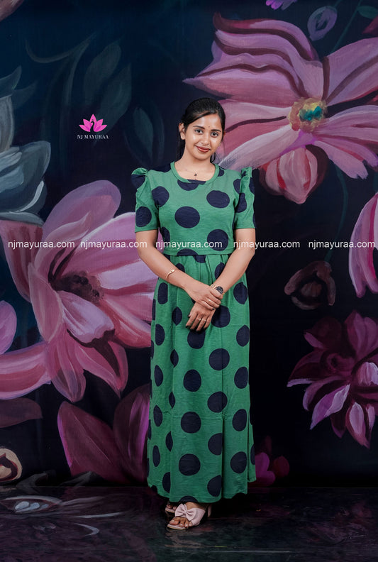 OLIVINE-ZIPLESS MATERNITY WEAR PUFF SLEEVE