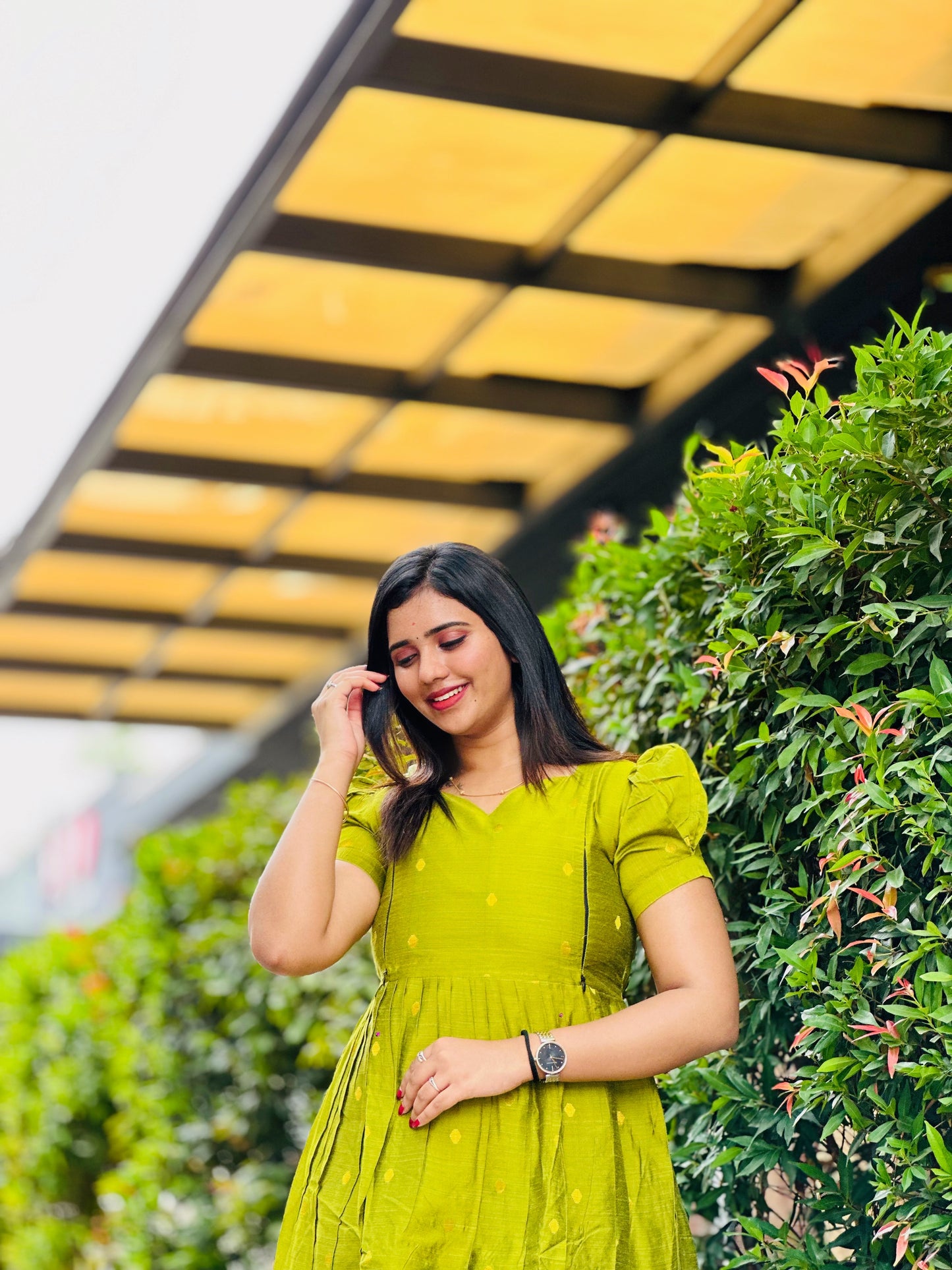 Green - Maternity kurti with lining along Zip