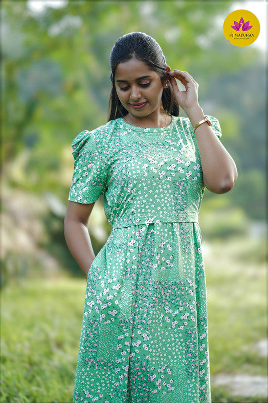 CUTE34-ZIPLESS MATERNITY WEAR PUFF SLEEVE