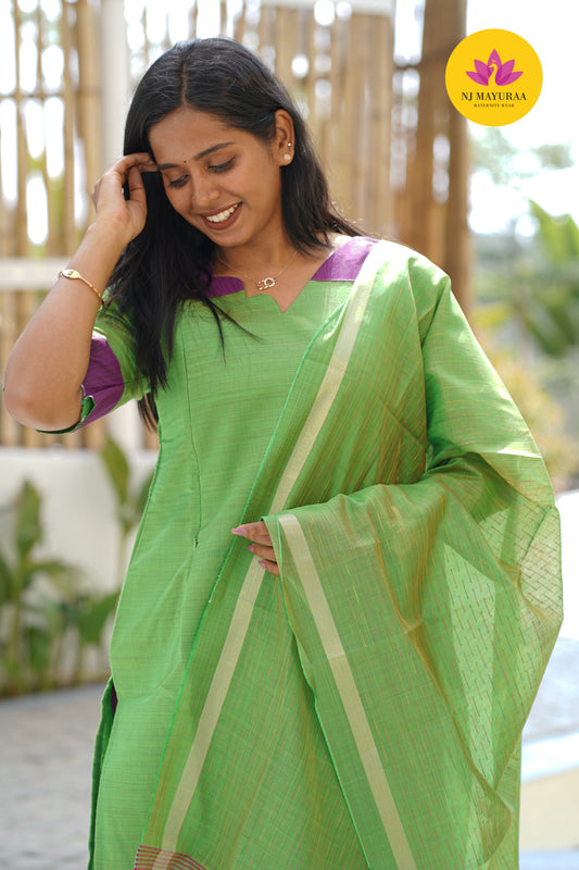 Hansi_06 - KURTI DHUPATTA SET( 2 Side Feeding Zip )