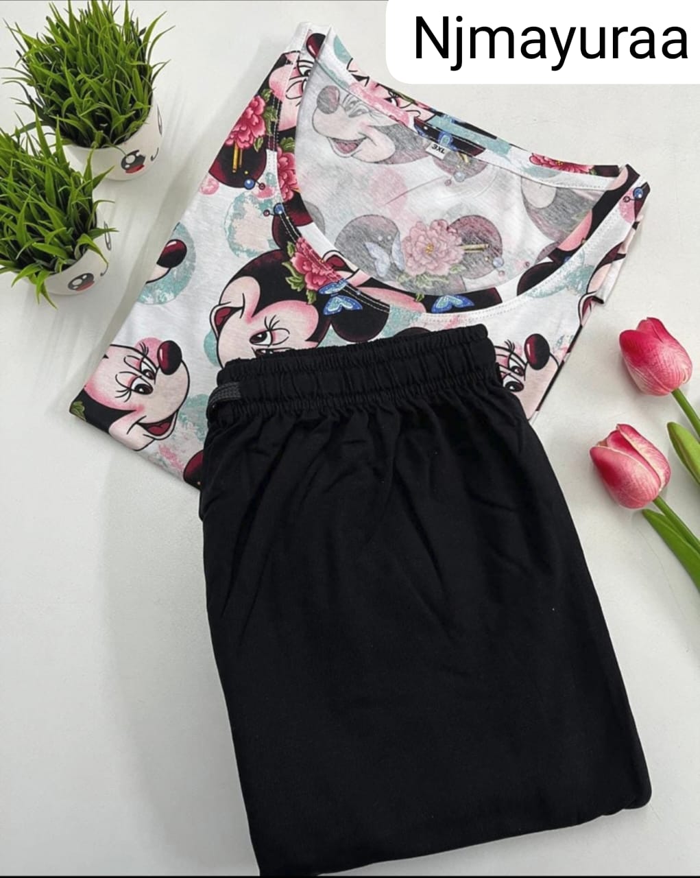 SNUGGLE MIKKY - LADIES LOUNGE NIGHT WEAR SET WITH ROPE AND PACKET