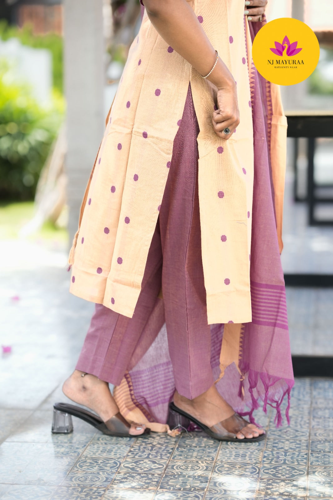 Peach & Mauve Cotton Silk (3-Piece Set)