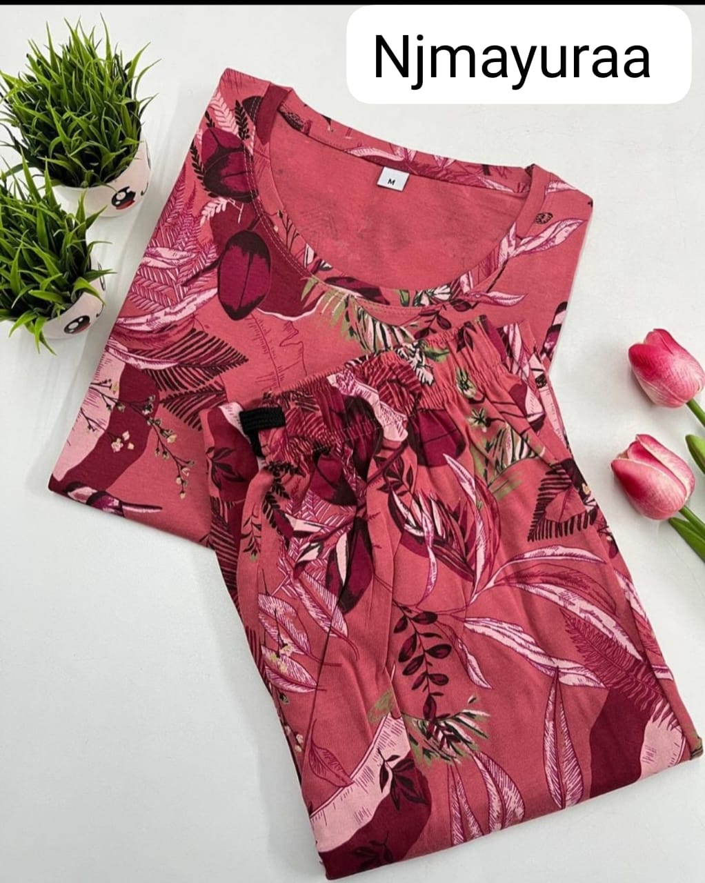 SILKEN SLUMBER - LADIES LOUNGE NIGHT WEAR SET WITH ROPE AND PACKET