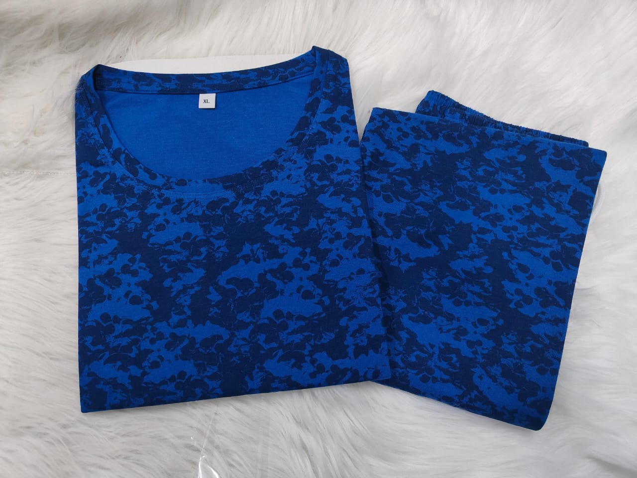 Royal Blue – Abstract Print Nightwear Pant Set