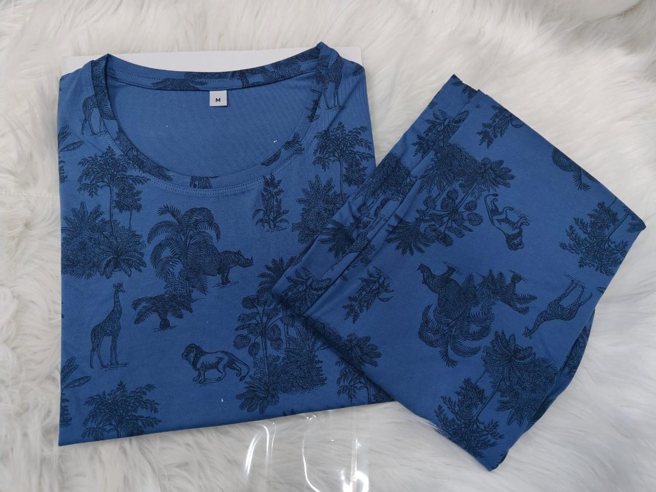 Indigo Blue – Wildlife Print Nightwear Pant Set