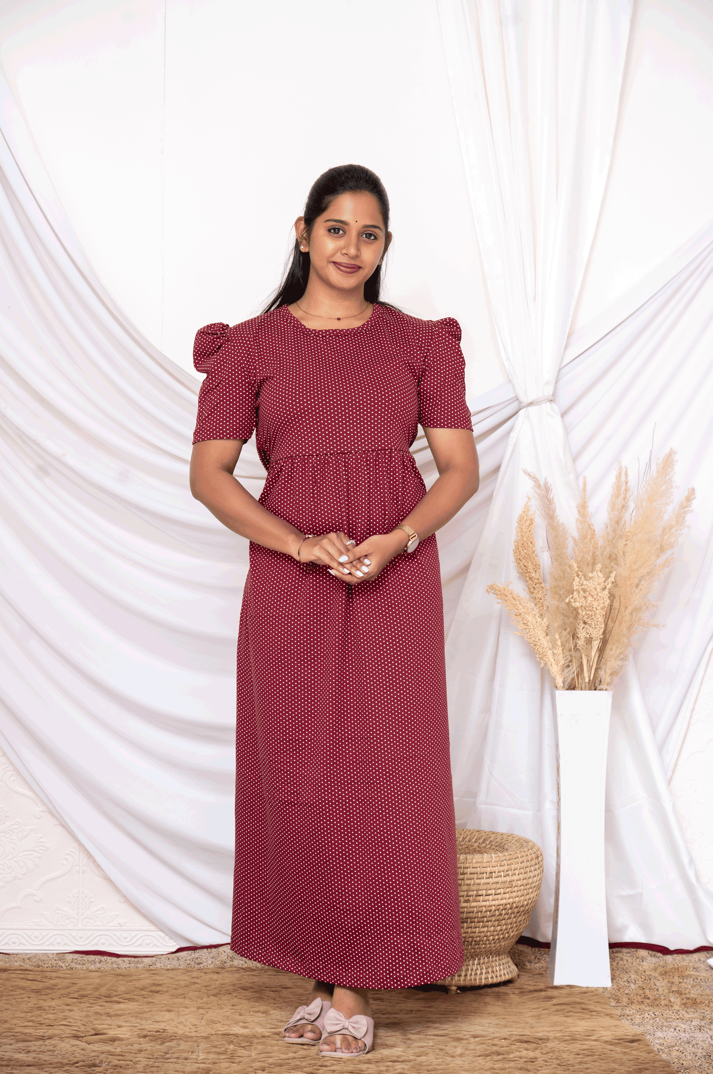 MUKUNDA-ZIPLESS MATERNITY WEAR PUFF SLEEVE ( Non feeding)