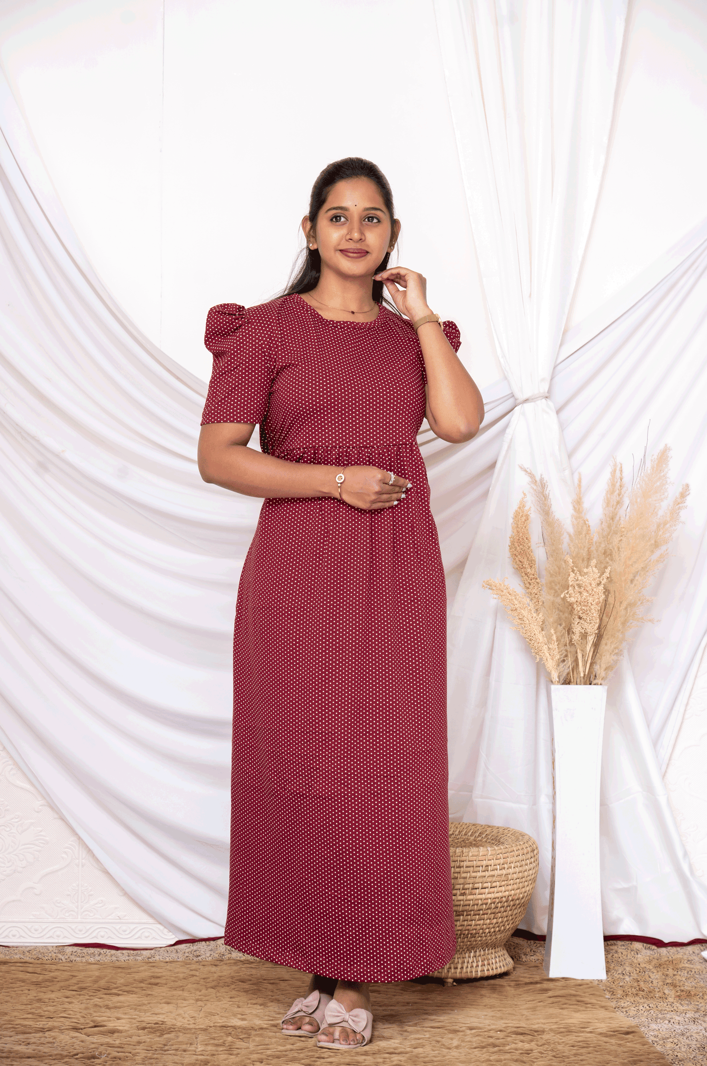MUKUNDA-ZIPLESS MATERNITY WEAR PUFF SLEEVE ( Non feeding)