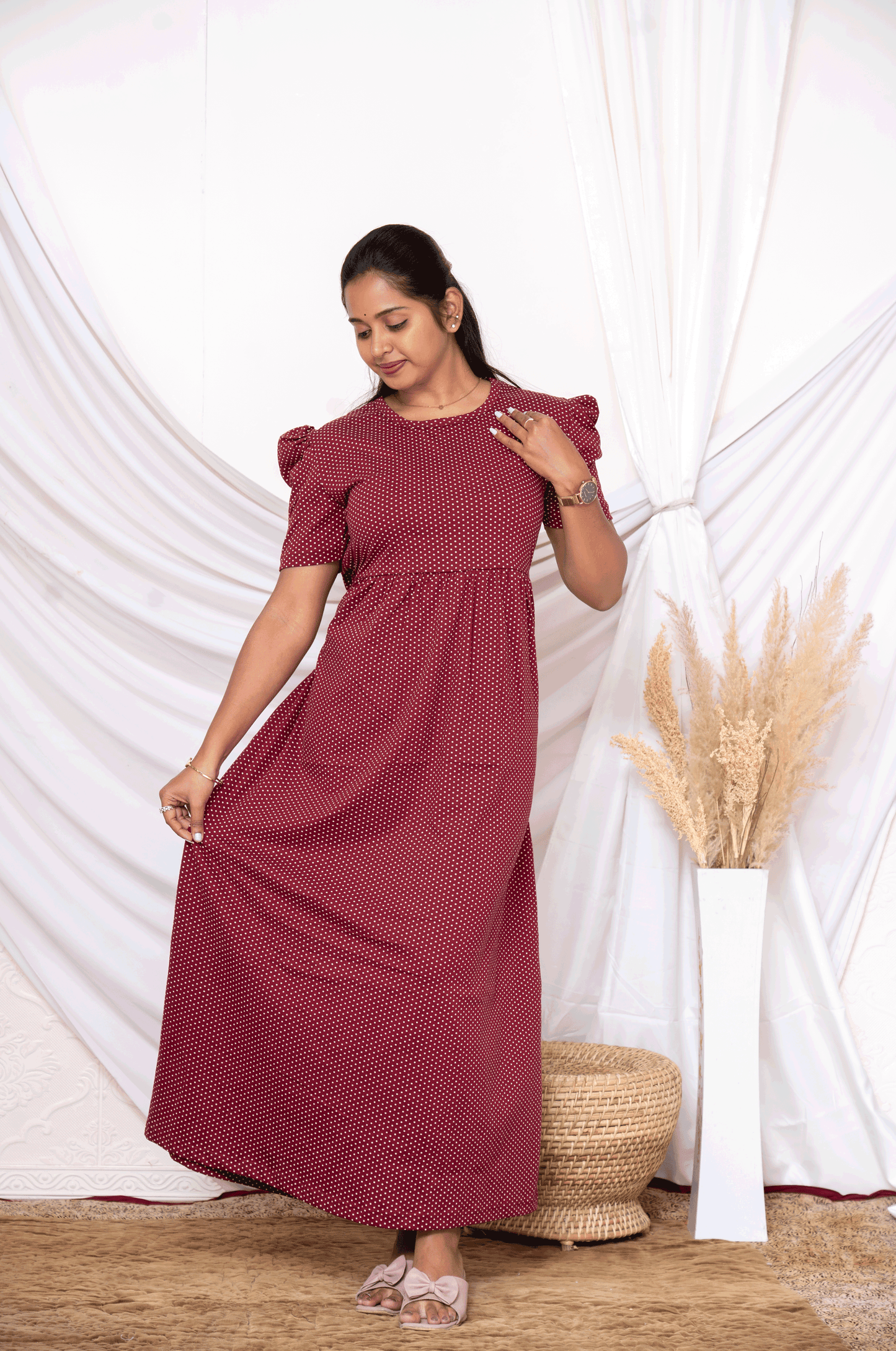 MUKUNDA-ZIPLESS MATERNITY WEAR PUFF SLEEVE ( Non feeding)