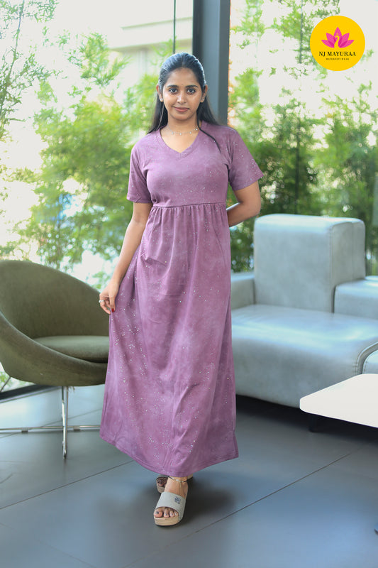 AMBAAL 6 - NON FEEDING V-NECK MATERNITY WEAR FULL LENGTH 50 INCH