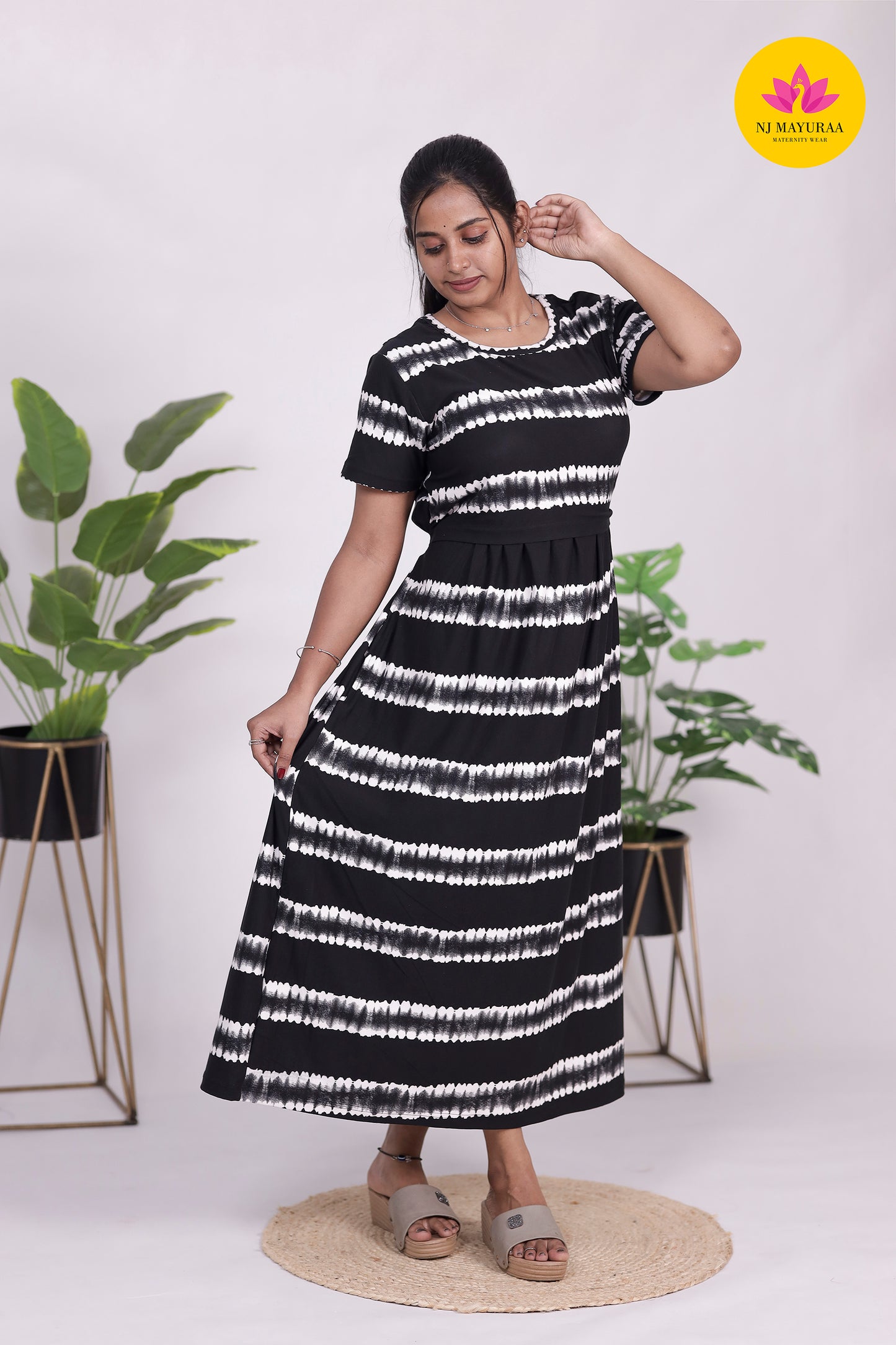 AMBAAL 35 - ZIPLESS FEEDING MATERNITY WEAR FULL ( Midi length ) Polycotton