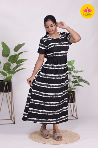 AMBAAL 35 - ZIPLESS FEEDING MATERNITY WEAR FULL ( Midi length ) Polycotton