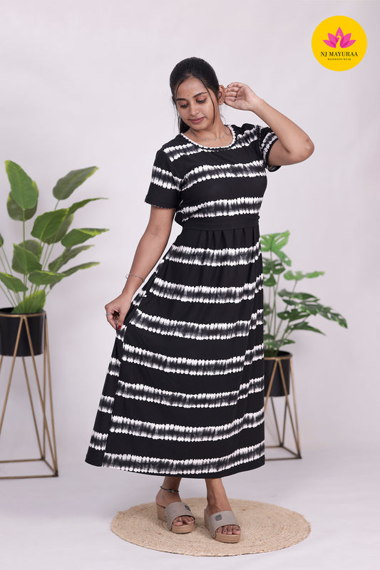 AMBAAL 35 - ZIPLESS FEEDING MATERNITY WEAR FULL ( Midi length ) Polycotton