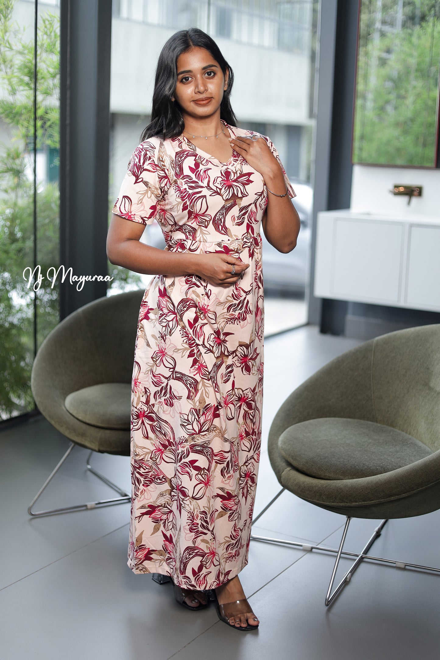 KUVERA 3=V-NECK NON- FEEDING MAXI WEAR FULL LENGTH