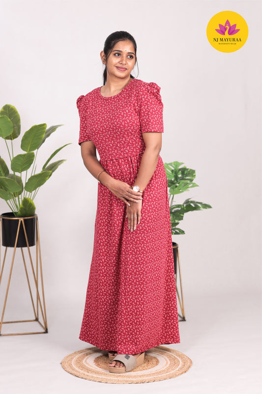 SRIDHA 10 -ZIPLESS MATERNITY WEAR  PUFF SLEEVE/ FULL LENGTH