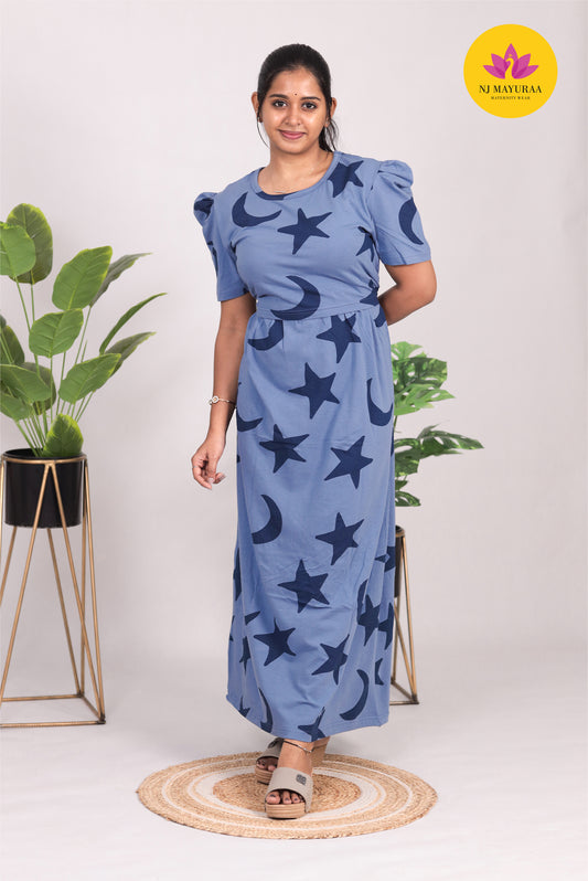 SRIDHA 13 -ZIPLESS MATERNITY WEAR  PUFF SLEEVE/ FULL LENGTH