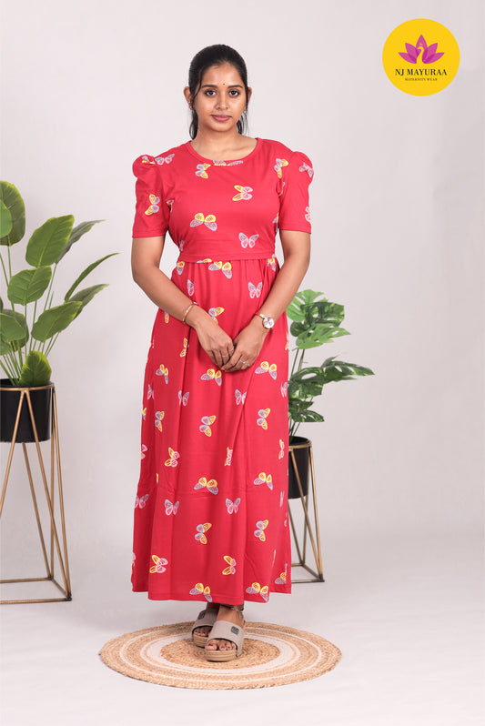 SRIDHA 14 -ZIPLESS MATERNITY WEAR  PUFF SLEEVE/ FULL LENGTH
