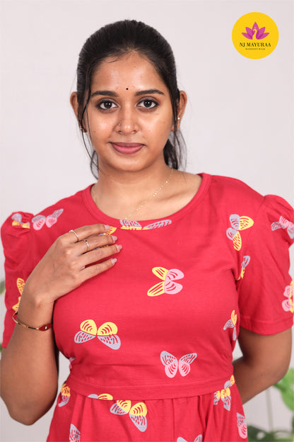 SRIDHA 14 -ZIPLESS MATERNITY WEAR  PUFF SLEEVE/ FULL LENGTH