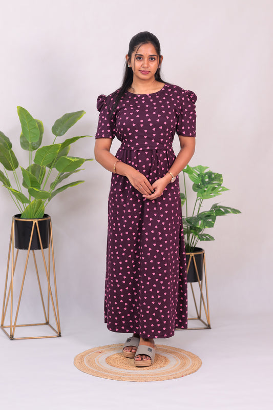 SRIDHA 4 -ZIPLESS MATERNITY WEAR  PUFF SLEEVE/ FULL LENGTH
