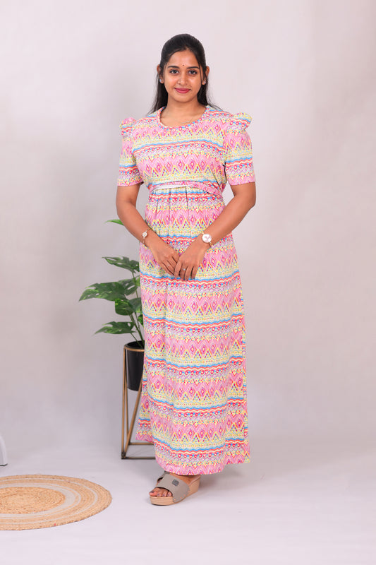 SRIDHA 8 -ZIPLESS MATERNITY WEAR  PUFF SLEEVE/ FULL LENGTH