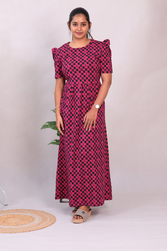 SRIDHA 16 -ZIPLESS MATERNITY WEAR  PUFF SLEEVE/ FULL LENGTH