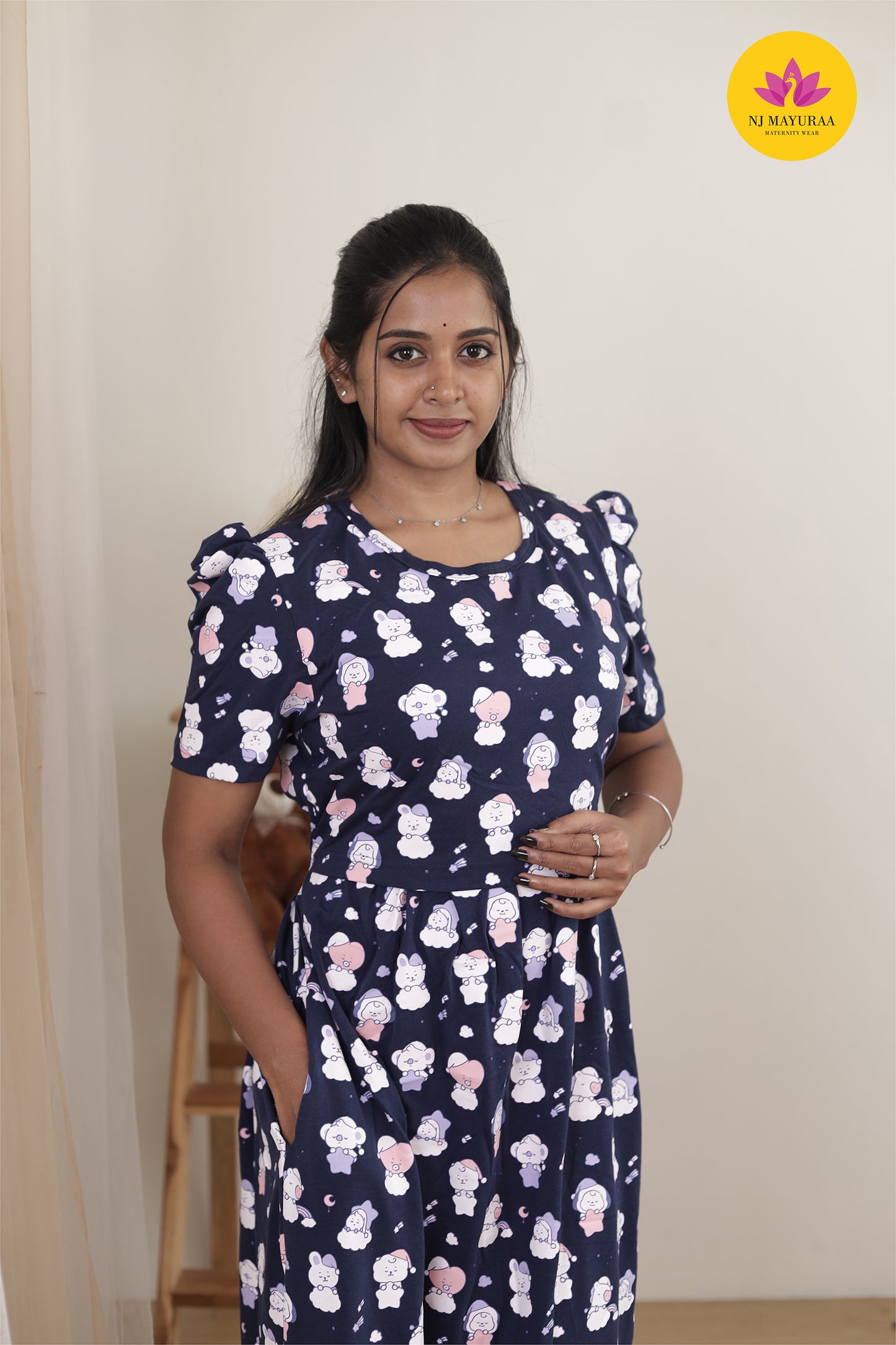 NARAYANI 35 -ZIPLESS MATERNITY WEAR PUFF SLEEVE