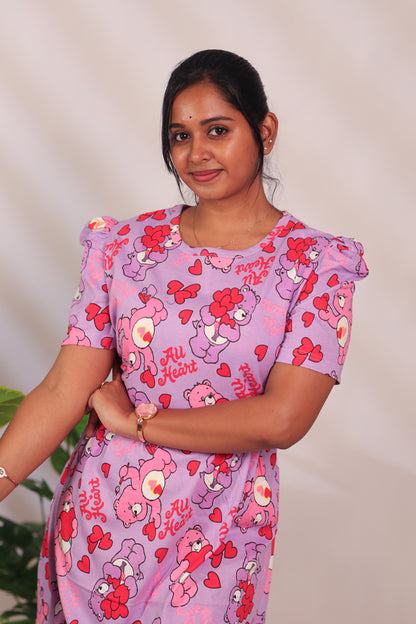 BHADRA28 - ZIPLESS FEEDING MATERNITY WEAR  PUFF SLEEVE