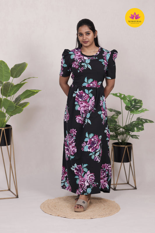 KAMALA 3 -ZIPLESS MATERNITY WEAR  PUFF SLEEVE/ FULL LENGTH