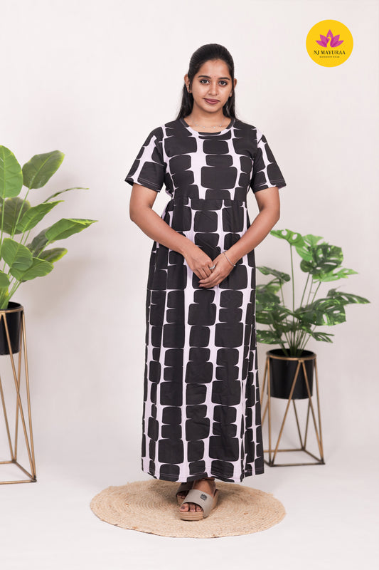 KAMALA 5 - ROUND NECK NORMAL SLEEVE/ FULL LENGTH.                                             [ NON-FEEDING MAXI]