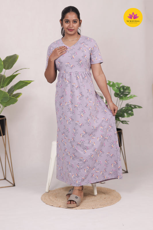 KAMALA 8 - V-NECK NORMAL SLEEVE/ FULL LENGTH.                    [ NON-FEEDING MAXI ]