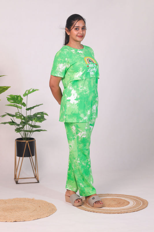 GREEN DYE AND DIE- ZIPLESS FEEDING PANT SET