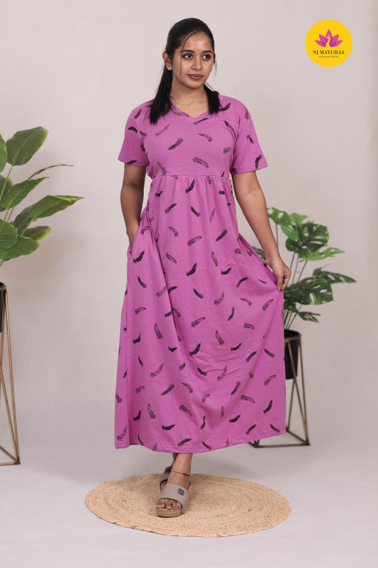 KAMALA 13 - V- NECK NORMAL SLEEVE/ FULL LENGTH.                      [NON- FEEDING MAXI]