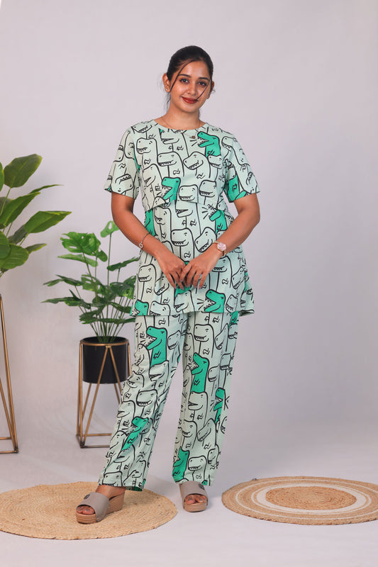 ANIMALPRINTT- ZIPLESS FEEDING PANT SET